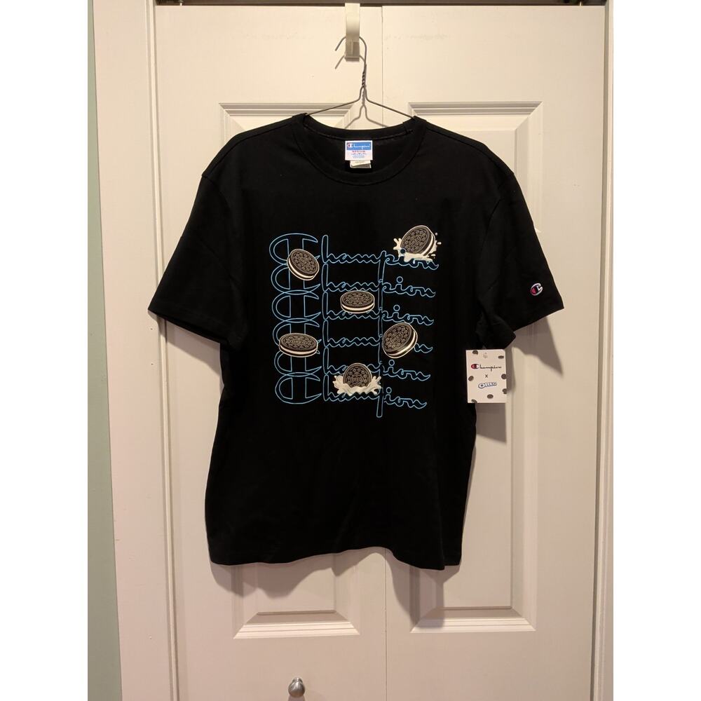 Champion X OREO Collab T-Shirt Limited Edition Heritage Men Size Med Black NWT